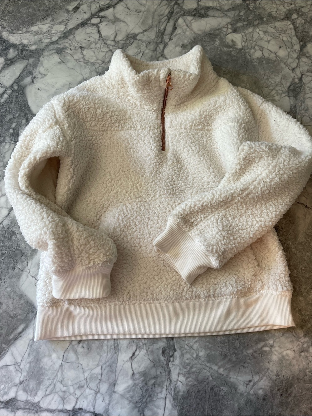 Like New! Champion Cream Sherpa Quarter-Zip Pullover girls 7-8